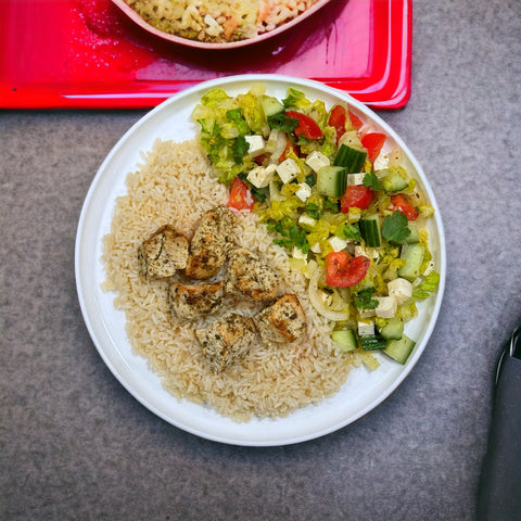 Chicken & Vegetable Souvlaki & Basmati Rice