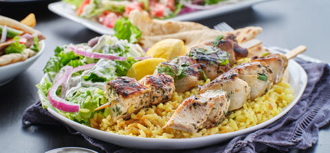 Chicken & Vegetable Souvlaki & Basmati Rice