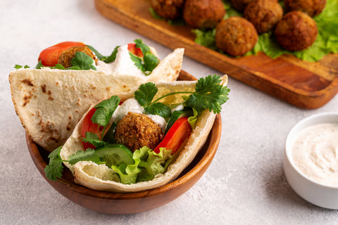 Vegetable Falafels & Tzatziki Sauce Served With Pita Bread